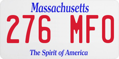 MA license plate 276MF0