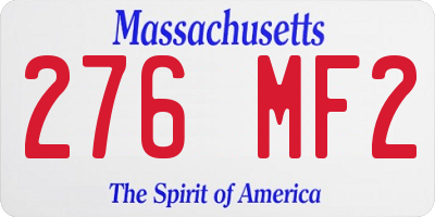 MA license plate 276MF2