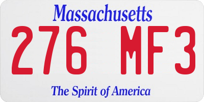MA license plate 276MF3