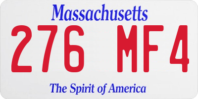 MA license plate 276MF4