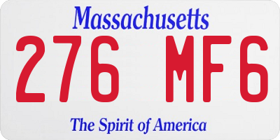 MA license plate 276MF6