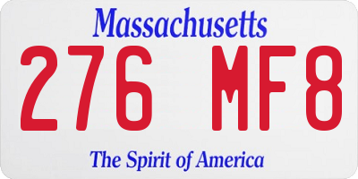 MA license plate 276MF8