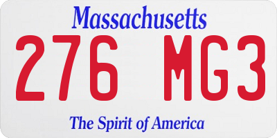 MA license plate 276MG3