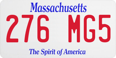 MA license plate 276MG5