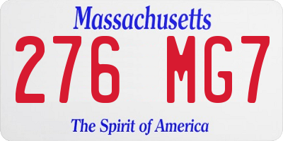 MA license plate 276MG7