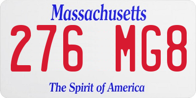 MA license plate 276MG8