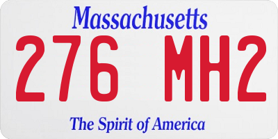 MA license plate 276MH2