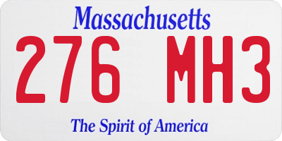 MA license plate 276MH3