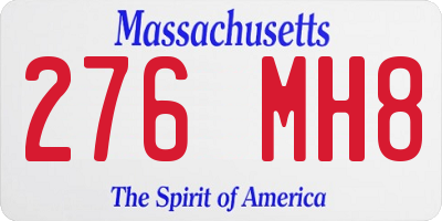 MA license plate 276MH8