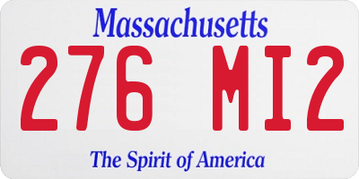 MA license plate 276MI2