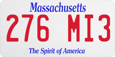 MA license plate 276MI3