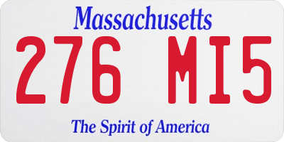 MA license plate 276MI5