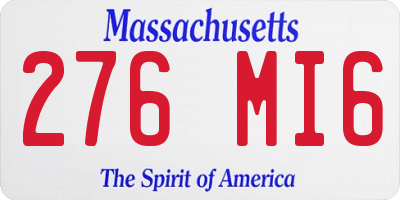 MA license plate 276MI6