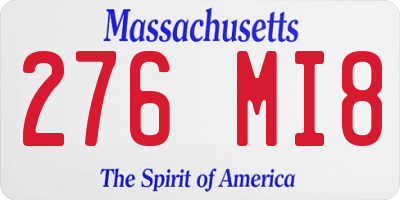 MA license plate 276MI8