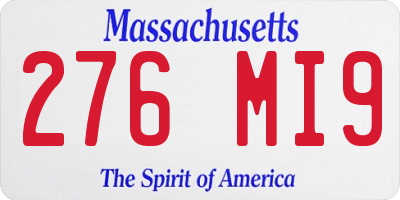 MA license plate 276MI9