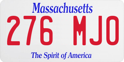 MA license plate 276MJ0