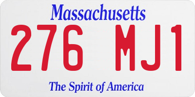 MA license plate 276MJ1