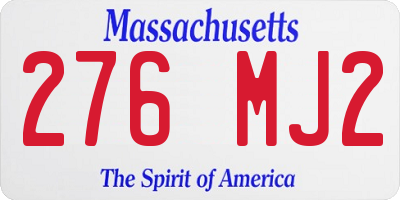 MA license plate 276MJ2