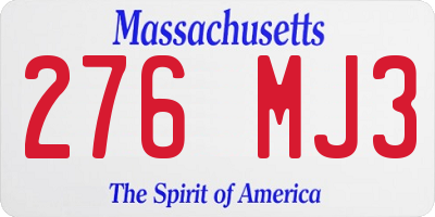 MA license plate 276MJ3