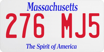 MA license plate 276MJ5