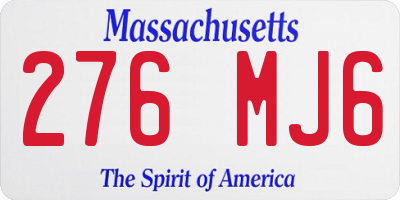 MA license plate 276MJ6