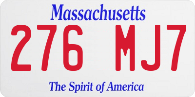 MA license plate 276MJ7