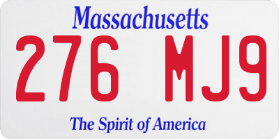 MA license plate 276MJ9