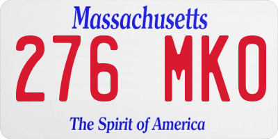MA license plate 276MK0