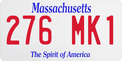 MA license plate 276MK1