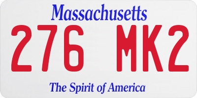 MA license plate 276MK2