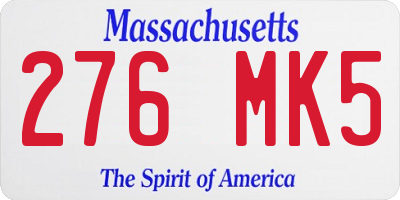 MA license plate 276MK5