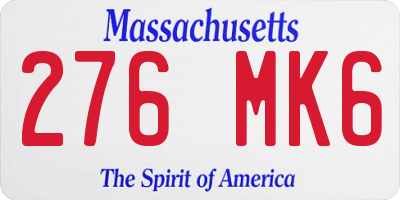 MA license plate 276MK6