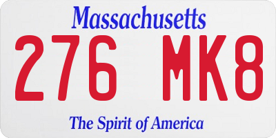 MA license plate 276MK8