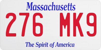 MA license plate 276MK9