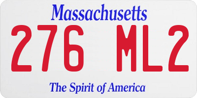 MA license plate 276ML2