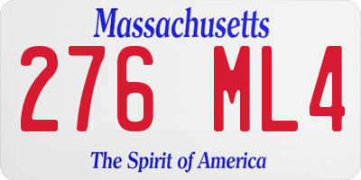 MA license plate 276ML4