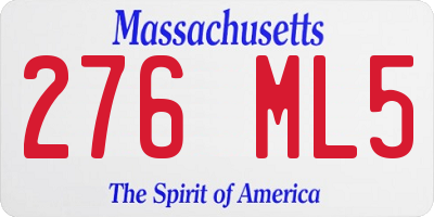 MA license plate 276ML5