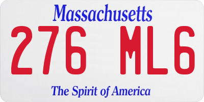 MA license plate 276ML6