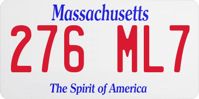 MA license plate 276ML7