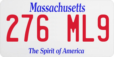 MA license plate 276ML9