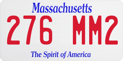 MA license plate 276MM2