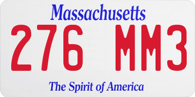 MA license plate 276MM3