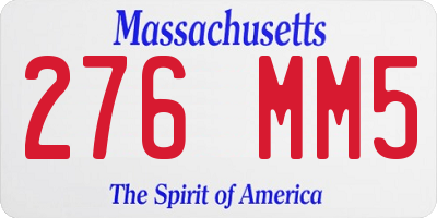 MA license plate 276MM5