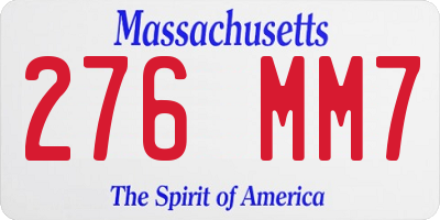 MA license plate 276MM7
