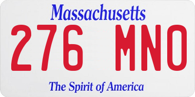 MA license plate 276MN0