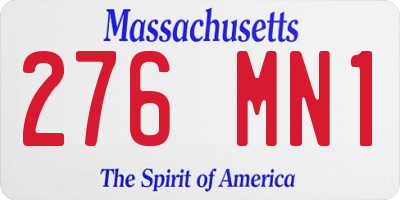 MA license plate 276MN1