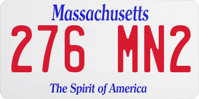 MA license plate 276MN2