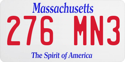 MA license plate 276MN3