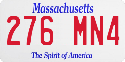 MA license plate 276MN4