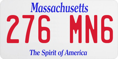 MA license plate 276MN6
